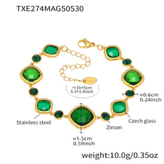 Gold-Tone Faceted Glass Link Bracelet