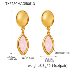 18K Gold-Plated Marquise Glass Drop Earrings