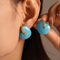 Enamel Spiral Stud Earrings