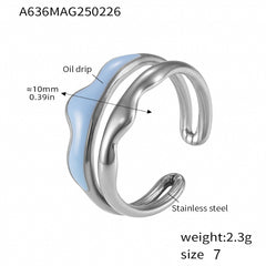 Enamel Double Wave Open Ring