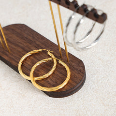 Rounded Statement Stainless Steel Hoop Earrings