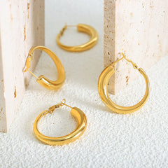 Gold-Tone Rounded Hoop Earrings
