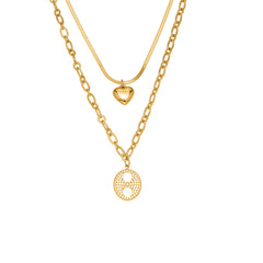 Heart and Bead Double Layer Necklace
