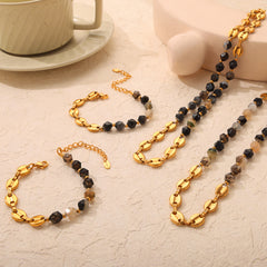 Natural Stone Link Necklace or Bracelet