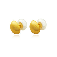 Camille Brushed Pearl Stud Earrings