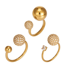 Cubic Zirconia Sphere Open Rings