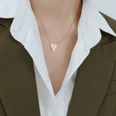 18K Gold-Plated Textured Heart Pendant Necklace