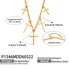 18K Gold-Plated & Silver-Tone Cross Layered Necklace
