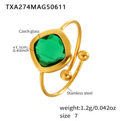 Colored Glass Geometric Open Ring