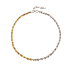 18K Gold-Plated Two-Tone Rope Chain Necklace