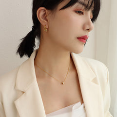 Cubic Zirconia Sculptural Hoop Earrings & Necklace