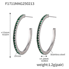Cubic Zirconia Open Hoop Earrings