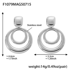 Sculptural Circle or Teardrop Drop Earrings