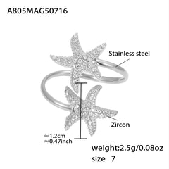 Ocean Motif Cubic Zirconia Open Ring Designs
