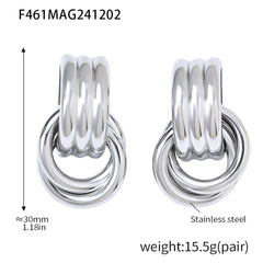18K Gold-Plated Double Ribbed C-Hoop Earrings