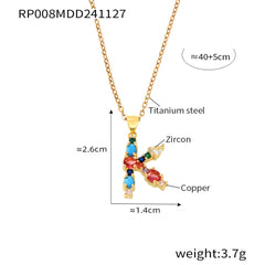 Color Cubic Zirconia Initial Pendant Charm