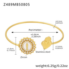 Cubic Zirconia Ocean or Heart Detail Cuff Bracelet
