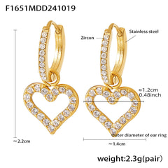 Cubic Zirconia Motif Drop Hoop Earrings