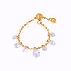Crystal Accent Bead Chain Ring