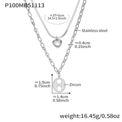 Heart and Bead Double Layer Necklace