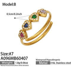 Colored Glass and Cubic Zirconia Ring Collection