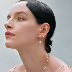 Camille Asymmetric Pearl Tassel Drop Earrings