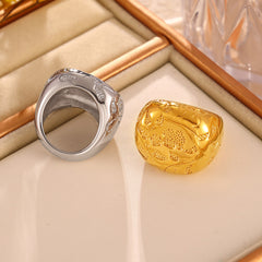 Textured Sculptural Stainless Steel Ring