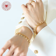 18K Gold-Plated Leaf Fringe Chain Bracelet