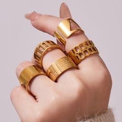 18K Gold-Plated Broad Openwork Ring