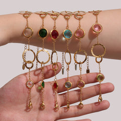 Round Colored Glass Link Bracelet
