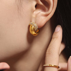 18K Gold-Plated Crescent Stud Earrings