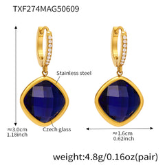 Faceted Color Stone Drop Earrings