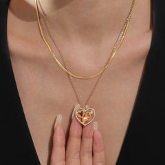 18K Gold-Plated Heart Cubic Zirconia Pendant Necklace & Chain