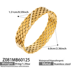 Openwork & Textured Stainless Steel Statement Cuffs