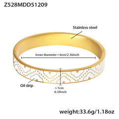 18K Gold-Plated Ornamental Enamel Bangle