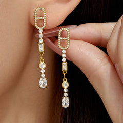 Cubic Zirconia Long Drop Earrings