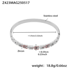 Clear or Pink Cubic Zirconia Clasp Bangle