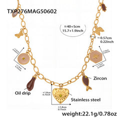 Enamel Heart Charm Necklace or Bracelet