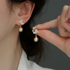 Camille Vintage-Inspired Pearl Butterfly Stud Earrings