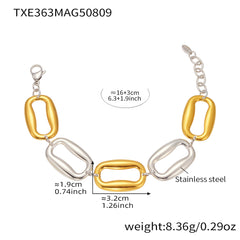 Polished Rectangle Link Necklace and Bracelet