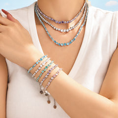 Color Cubic Zirconia Necklace Bracelet and Earrings