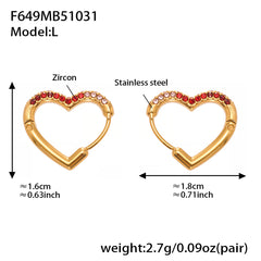 18K Gold-Plated Heart Cubic Zirconia Hoop Earrings