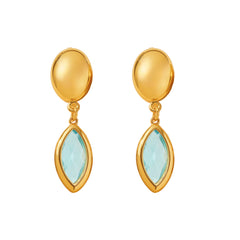 18K Gold-Plated Marquise Glass Drop Earrings