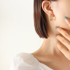 18K Gold-Plated Twisted Multi-Row Hoop Earrings