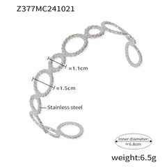 18K Gold-Plated Textured Oval Link Open Cuff