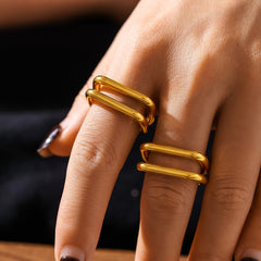 18K Gold-Plated Double U Open Ring