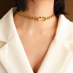 Buckle-Detail Chain Choker Necklace
