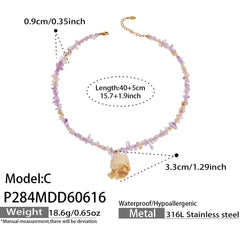 18K Gold-Plated Resin Flower & Crystal Beaded Necklaces