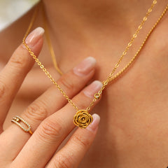 Rose Pendant Necklace or Layering Chain