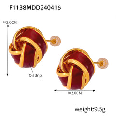 18K Gold-Plated Deep Red Enamel Earrings